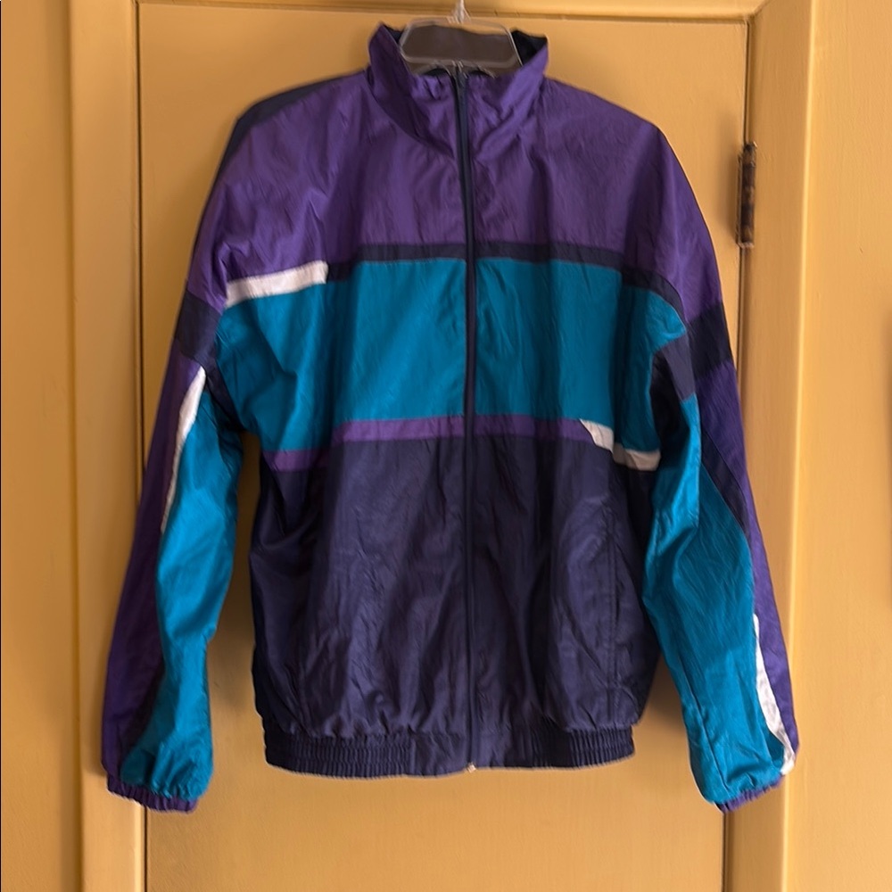 Santolina Vintage Purple and Blue Windbreaker Jacket size Large